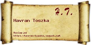 Havran Toszka névjegykártya
